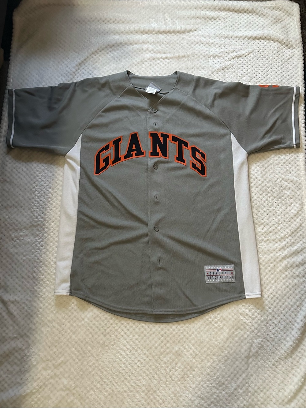 Giants Gray and White Button-Front Baseball Jersey